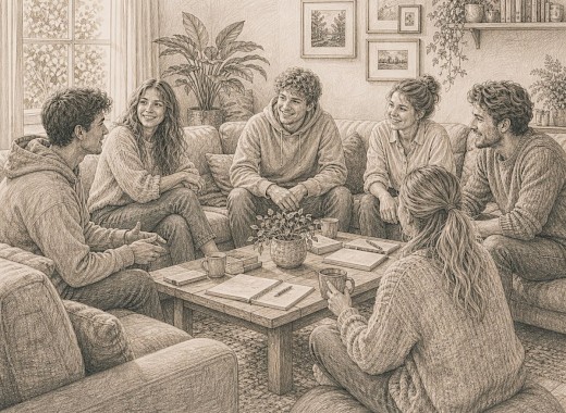 Huiskameroverleg in de woonkamer
